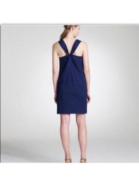 J Crew 100% Silk Twist Back Navy Lined Mini Dress. Size 4, Cute